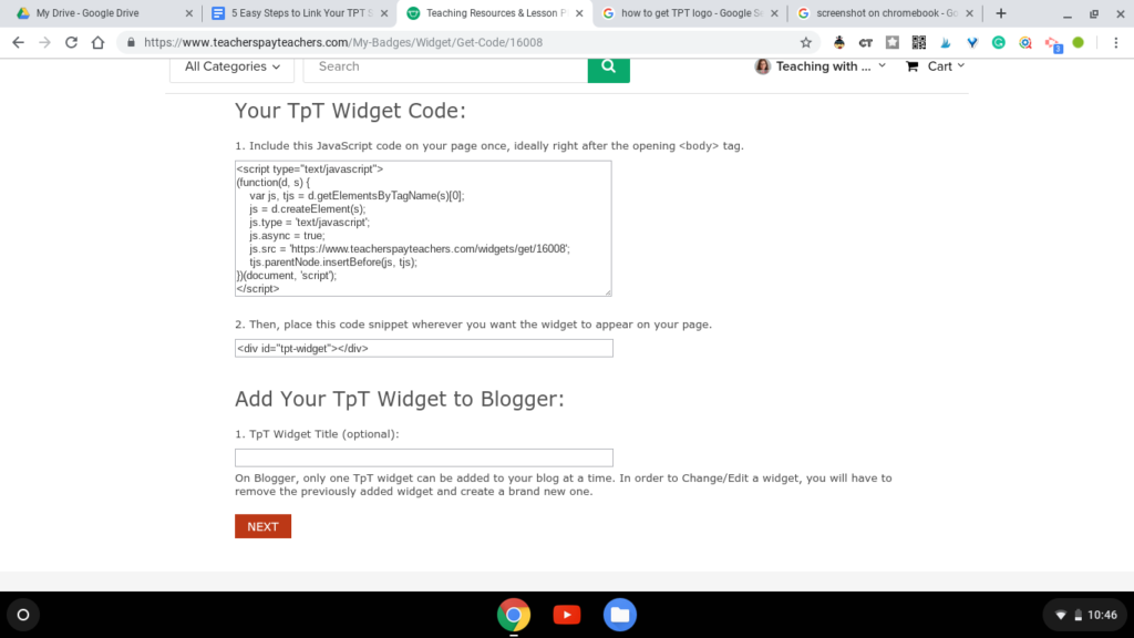 TPT Widget Code